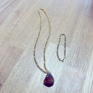 Gold Plated Semi-precious Stone Set